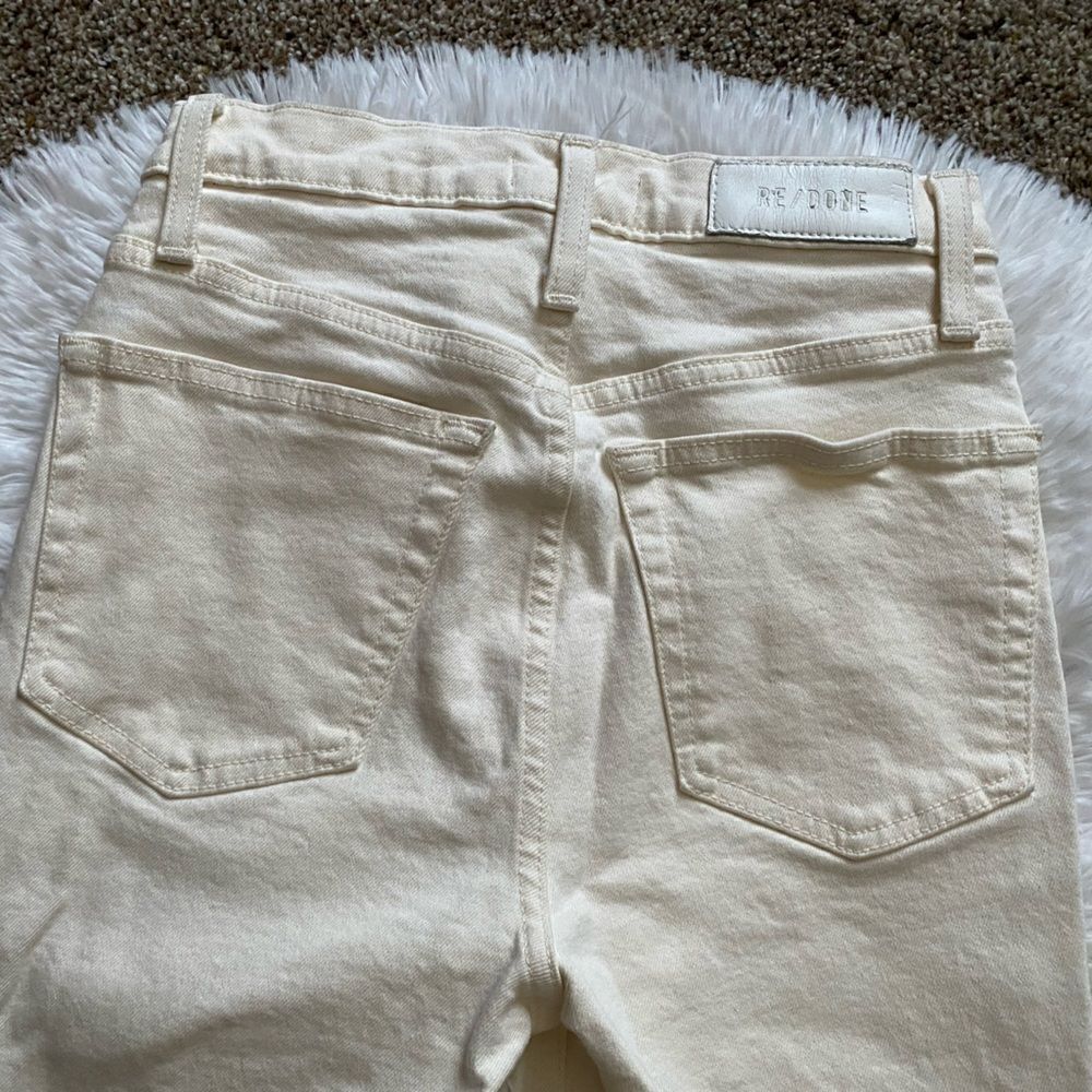Re/Done Button Fly Creamy White Jeans Raw Ankle Womens Size 25 - Picture 3 of 10